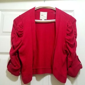Red Cropped Cardigan